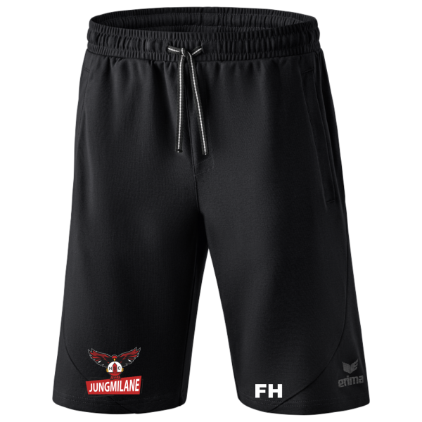 Essential Shorts Schwarz mit Jungmilane Logo und Initialen